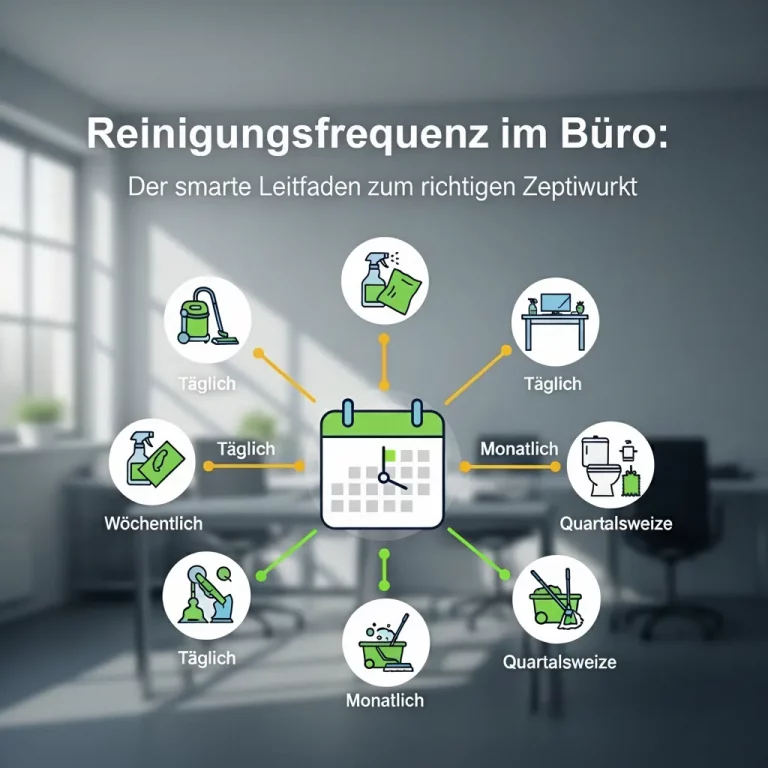 Professionelles Team bei der Reinigung eines modernen Empfangsbereichs in einem Bürogebäude
