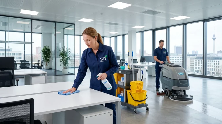 Unterhaltsreinigung und Grundreinigung Berlin durch STI Gebäudeservice in einem modernen Büro