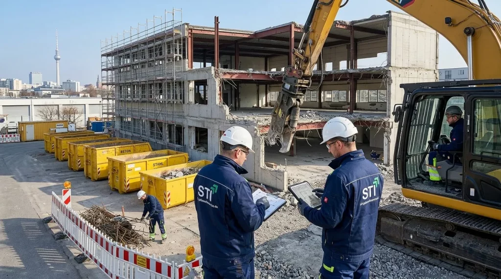 Abbrucharbeiten Berlin mit STI Gebäudeservice auf einer professionellen Baustelle