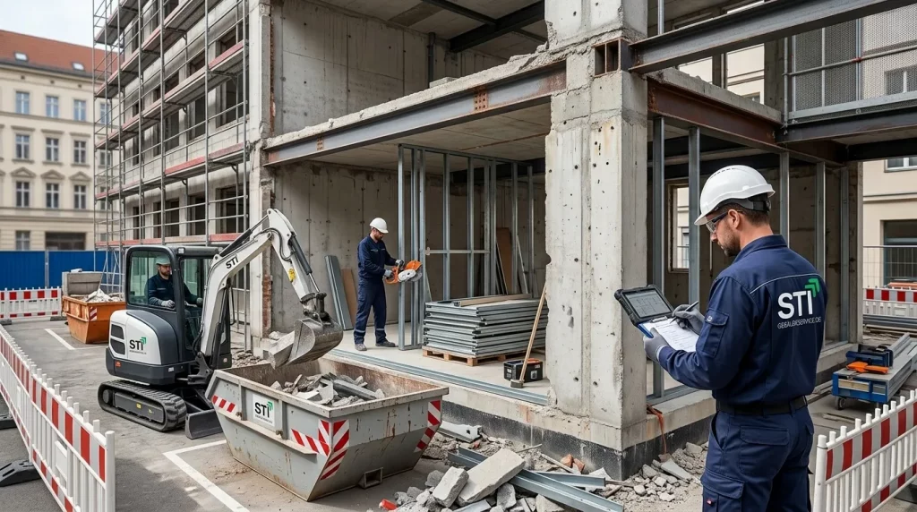 Rückbau Berlin mit STI Gebäudeservice auf einer professionellen Baustelle